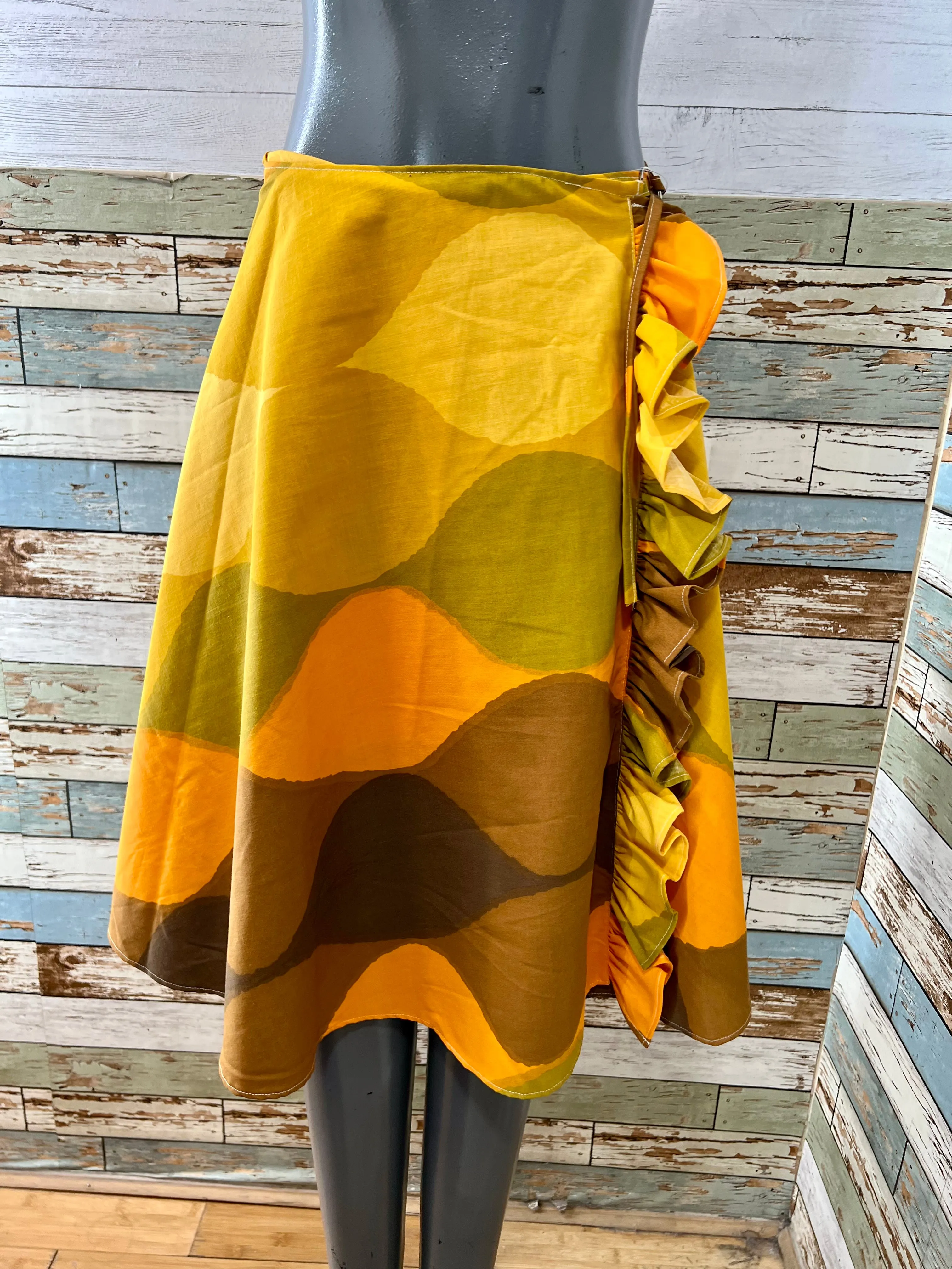 00’s Revival 60s/70s Autumn Toned Wrap Skirt
