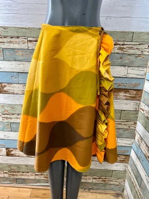 00’s Revival 60s/70s Autumn Toned Wrap Skirt