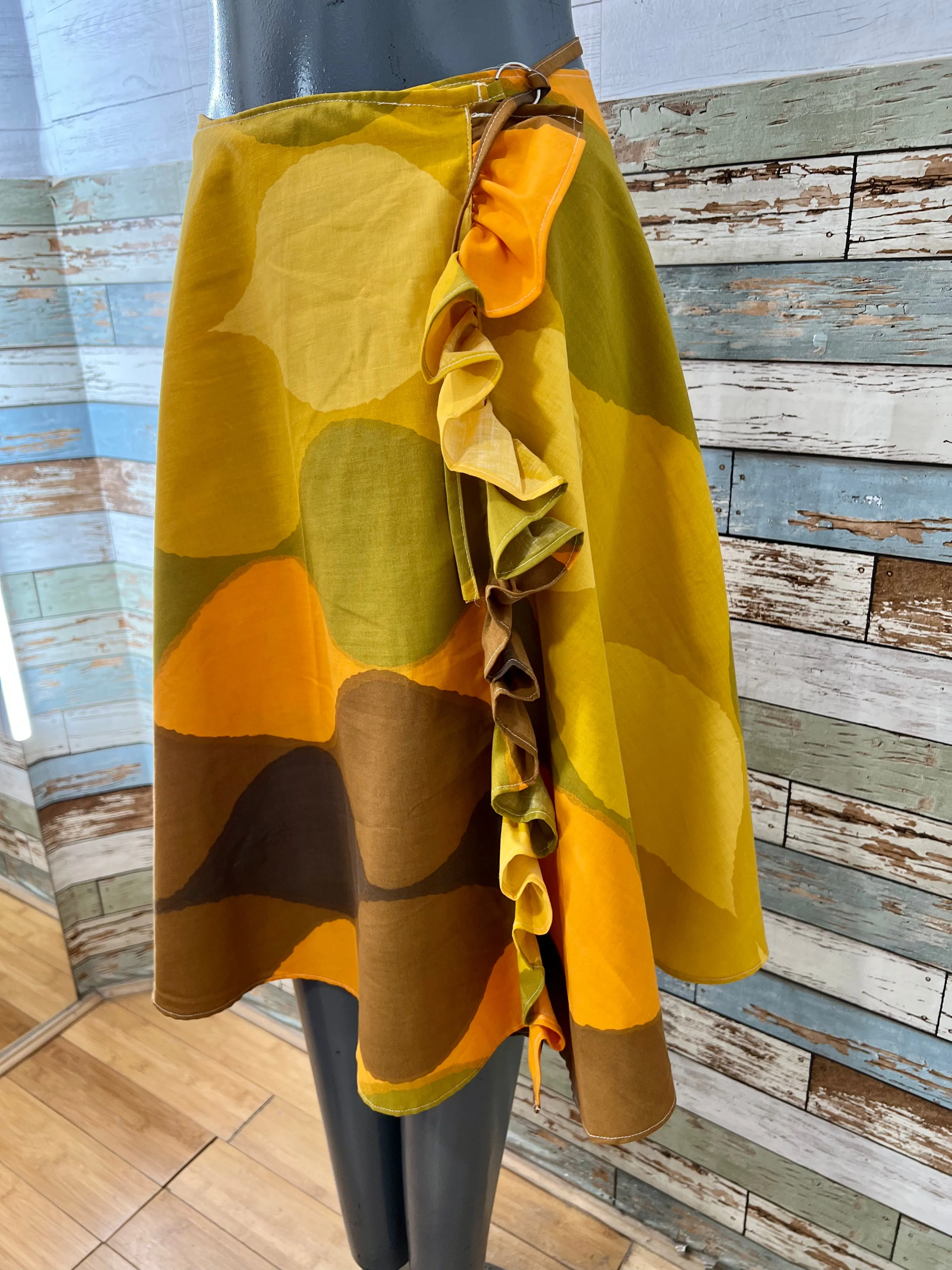 00’s Revival 60s/70s Autumn Toned Wrap Skirt