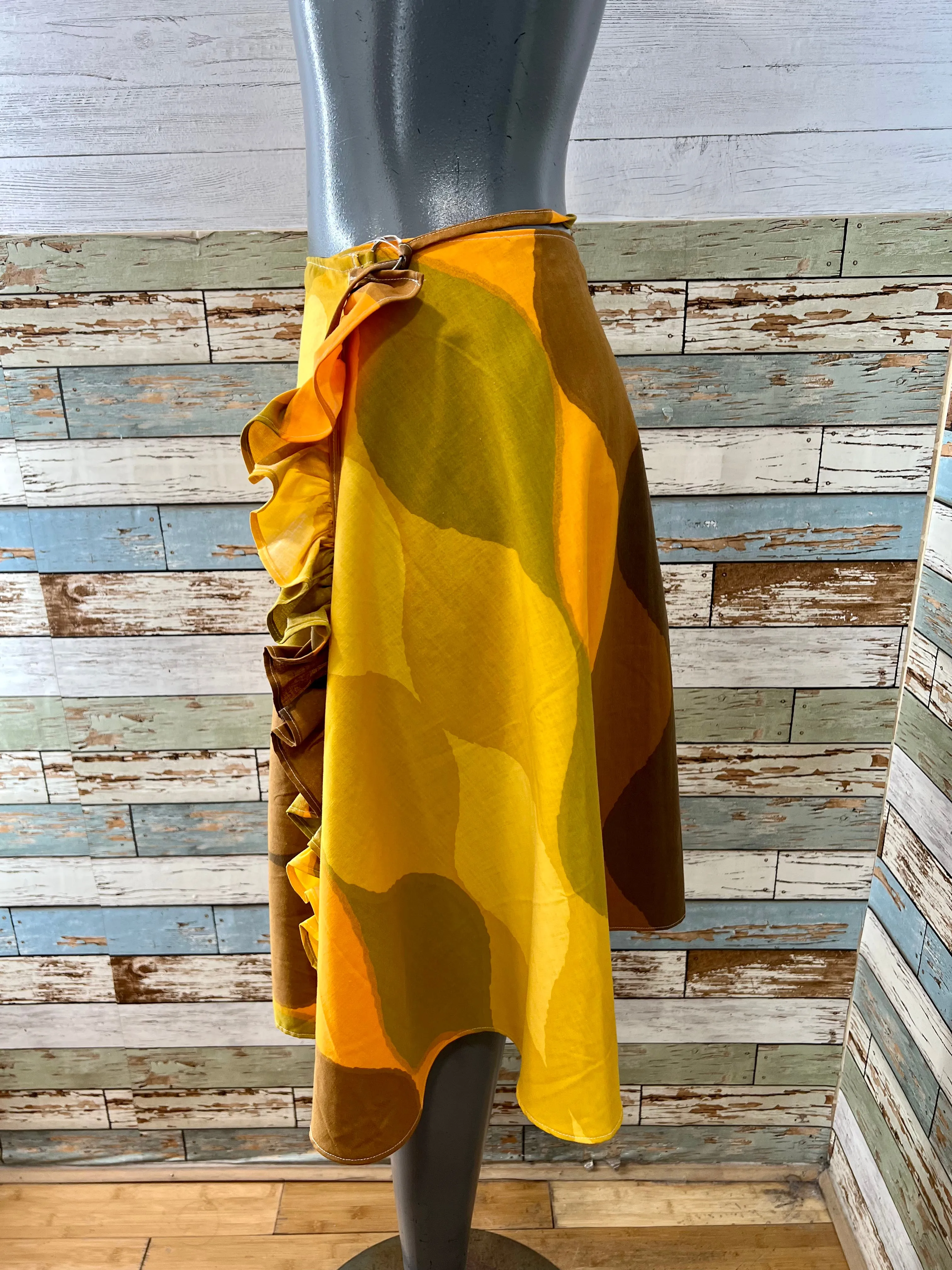 00’s Revival 60s/70s Autumn Toned Wrap Skirt
