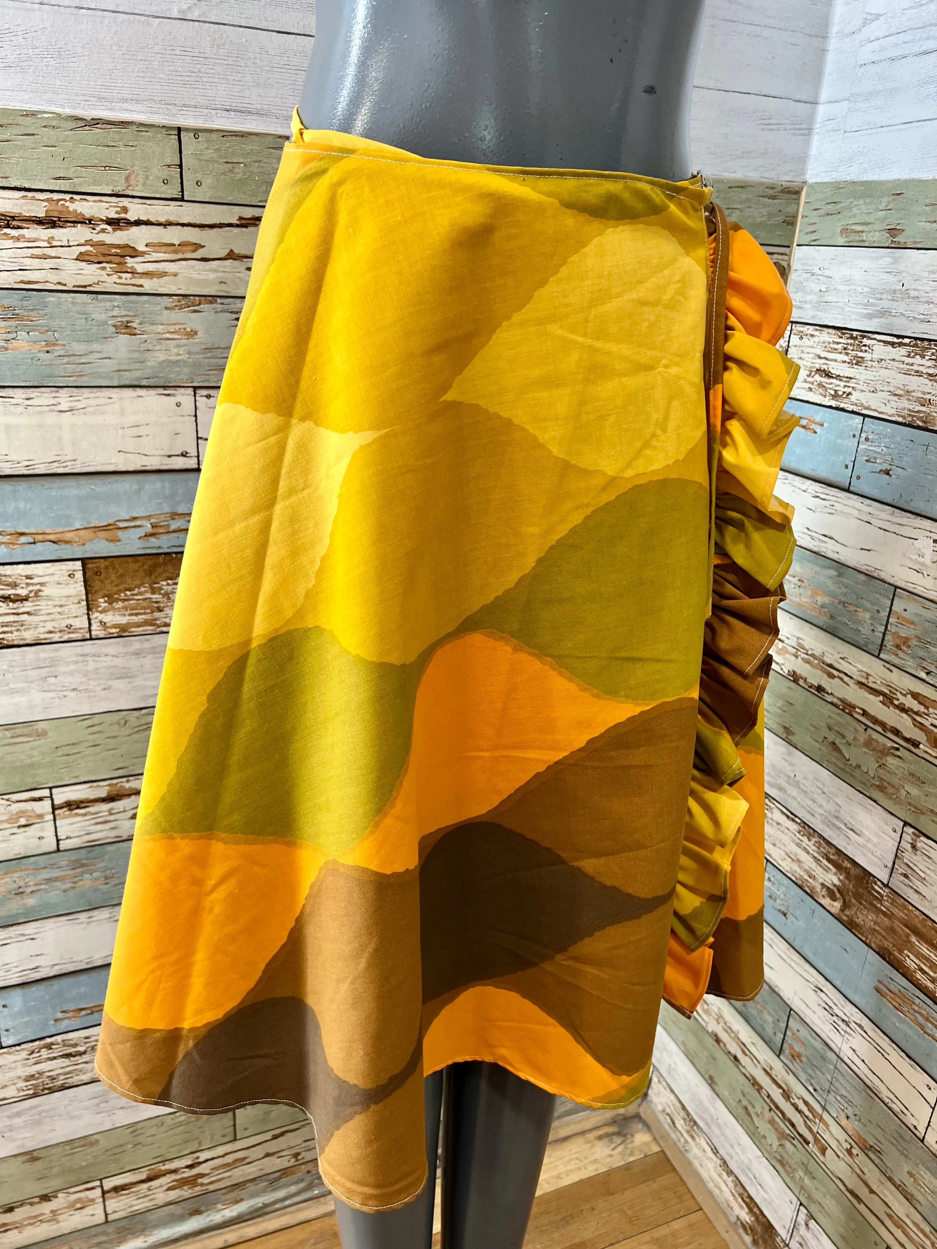00’s Revival 60s/70s Autumn Toned Wrap Skirt