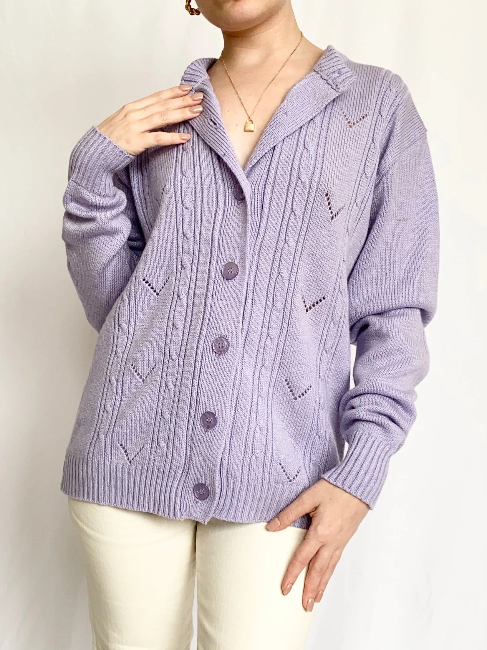 1950s Grape Fizz Cardigan Sweater (S)