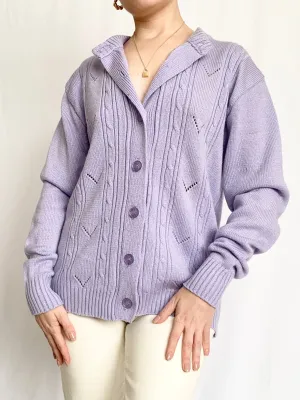 1950s Grape Fizz Cardigan Sweater (S)