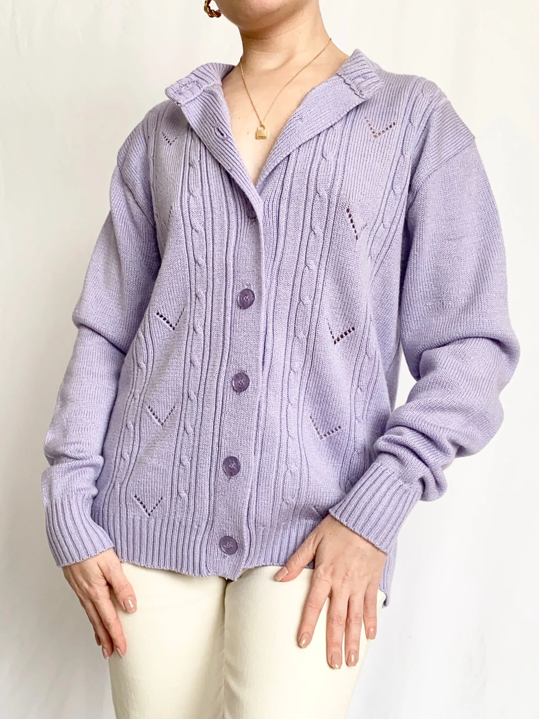1950s Grape Fizz Cardigan Sweater (S)