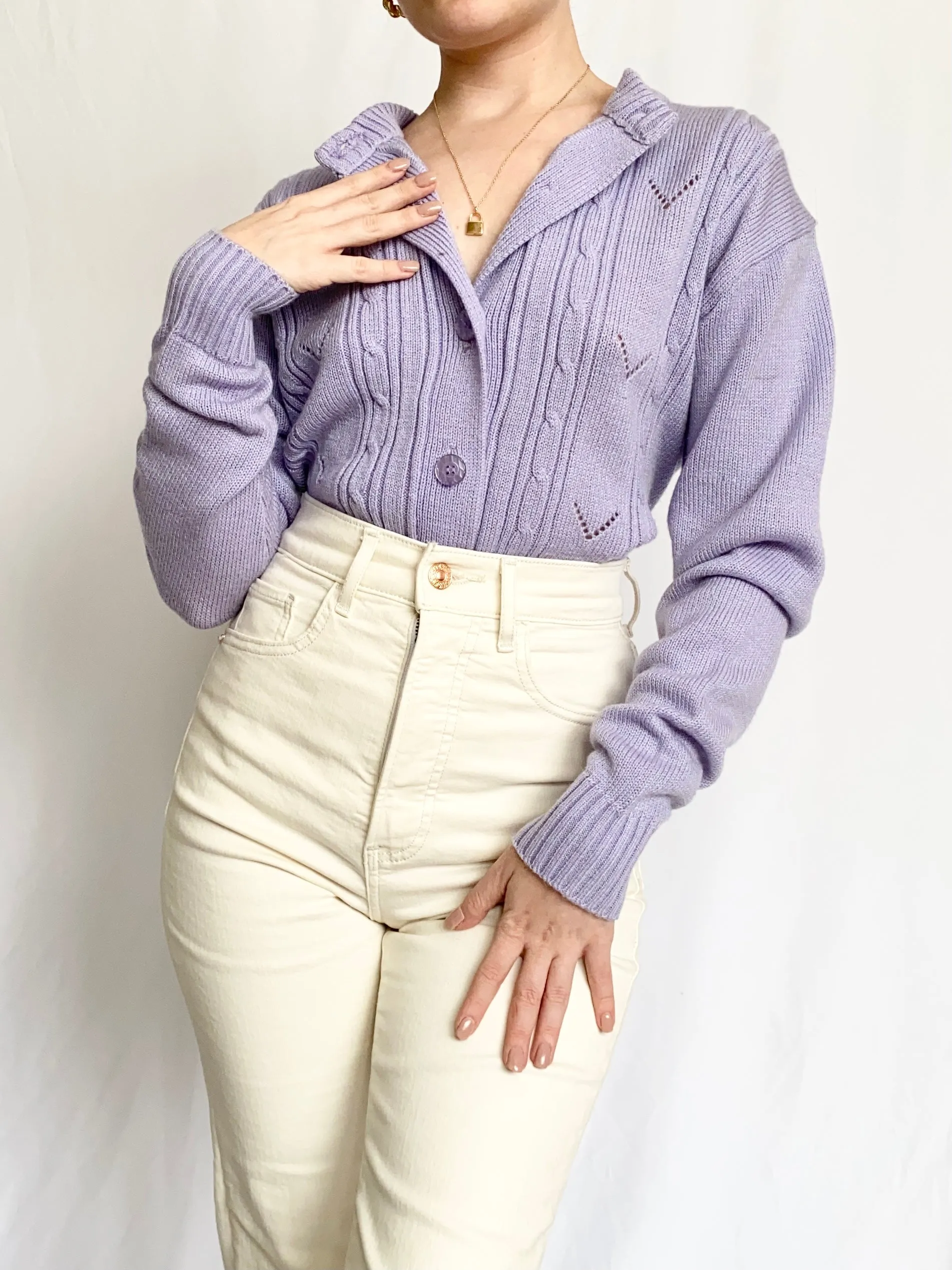 1950s Grape Fizz Cardigan Sweater (S)