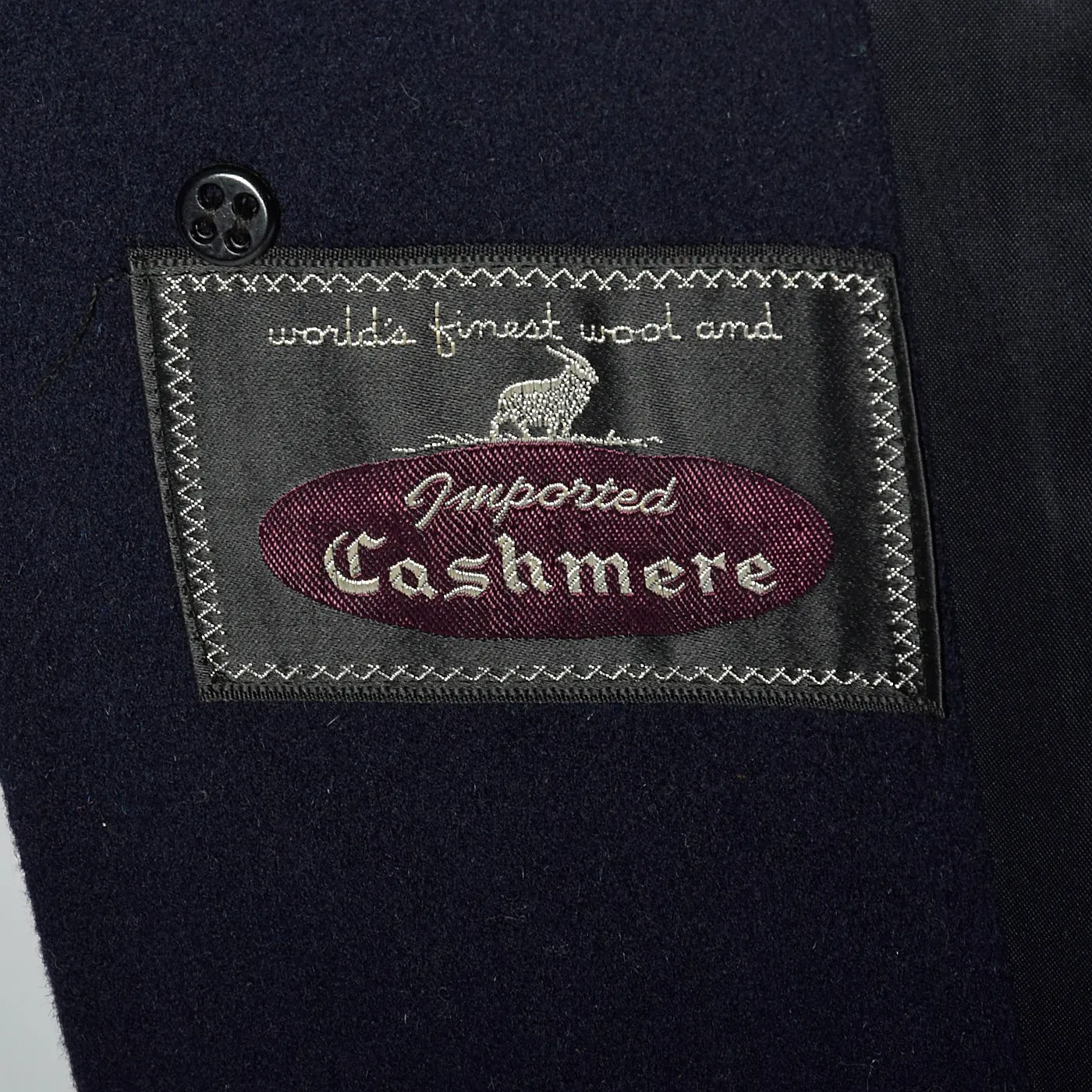 1950s Mens Wool and Cashmere Blend Navy Coat