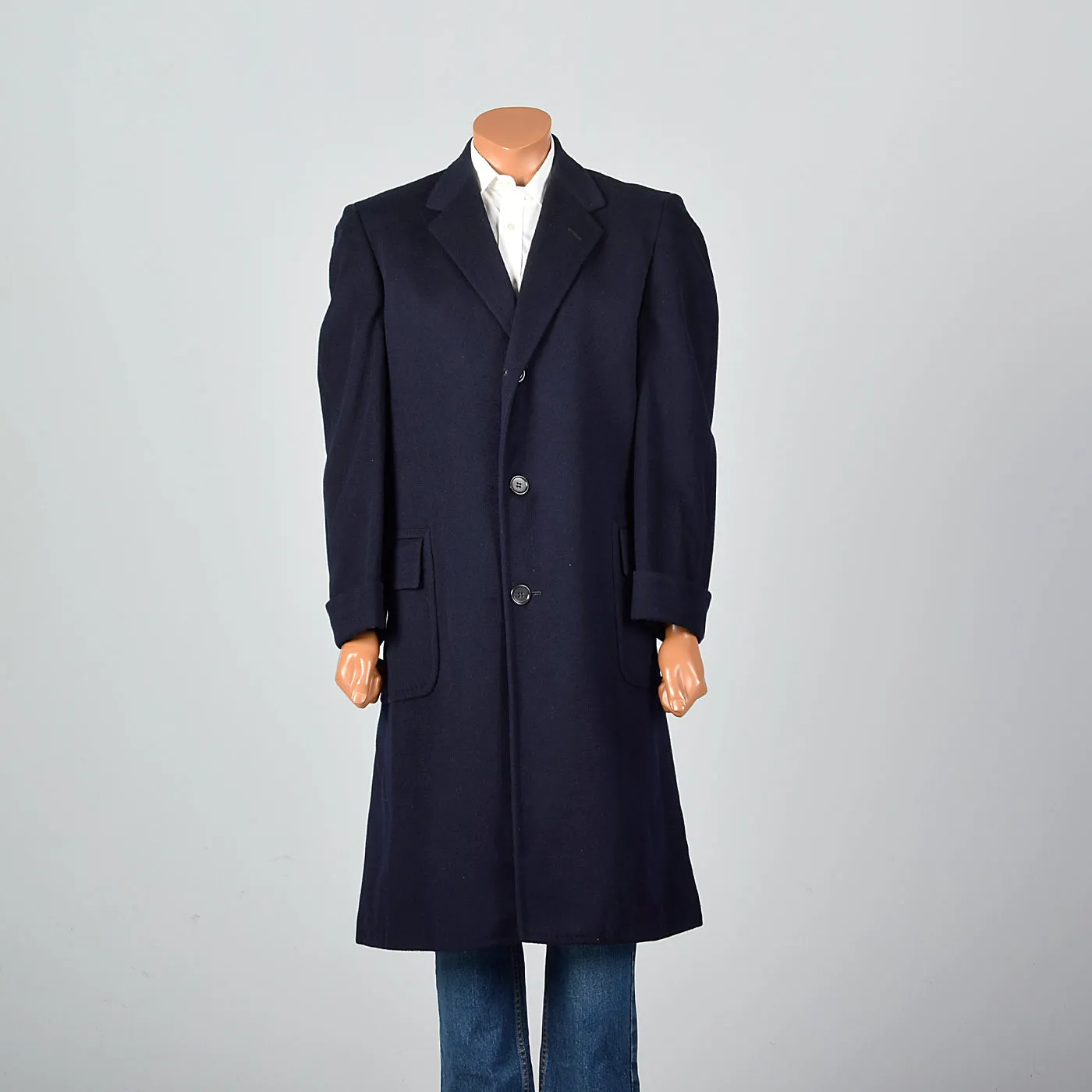 1950s Mens Wool and Cashmere Blend Navy Coat
