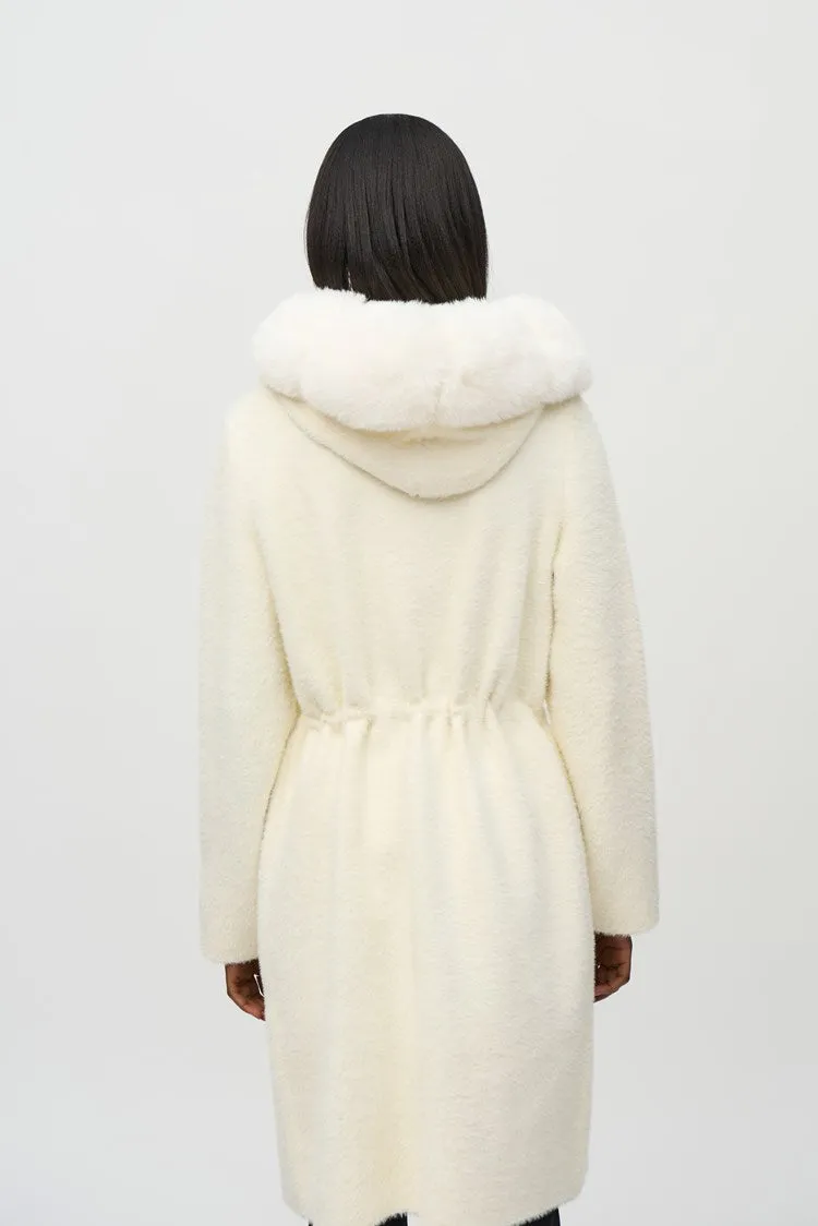 244929 Long Faux Fur Shawl Cardigan Coat