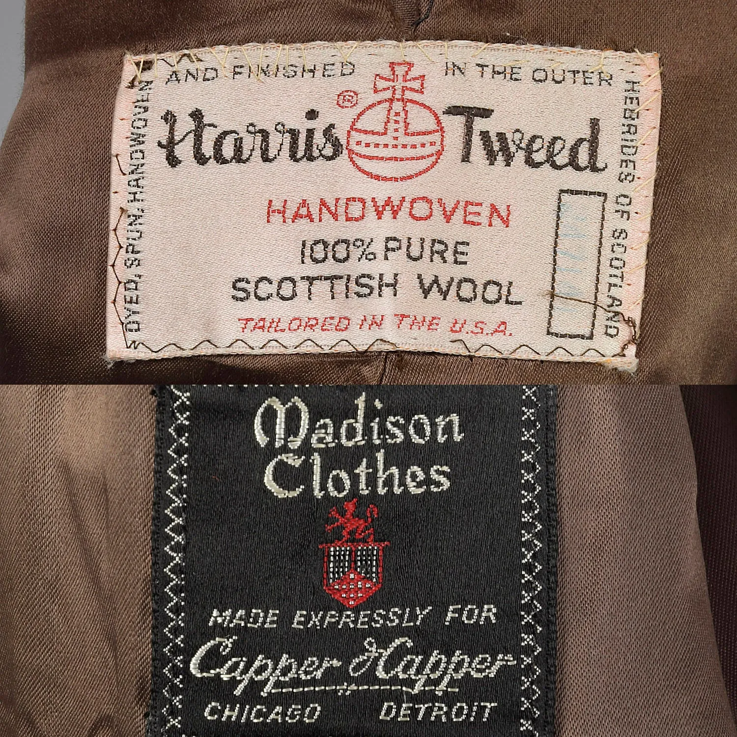 41 Medium 1950s Mens Brown Wool Tweed Coat