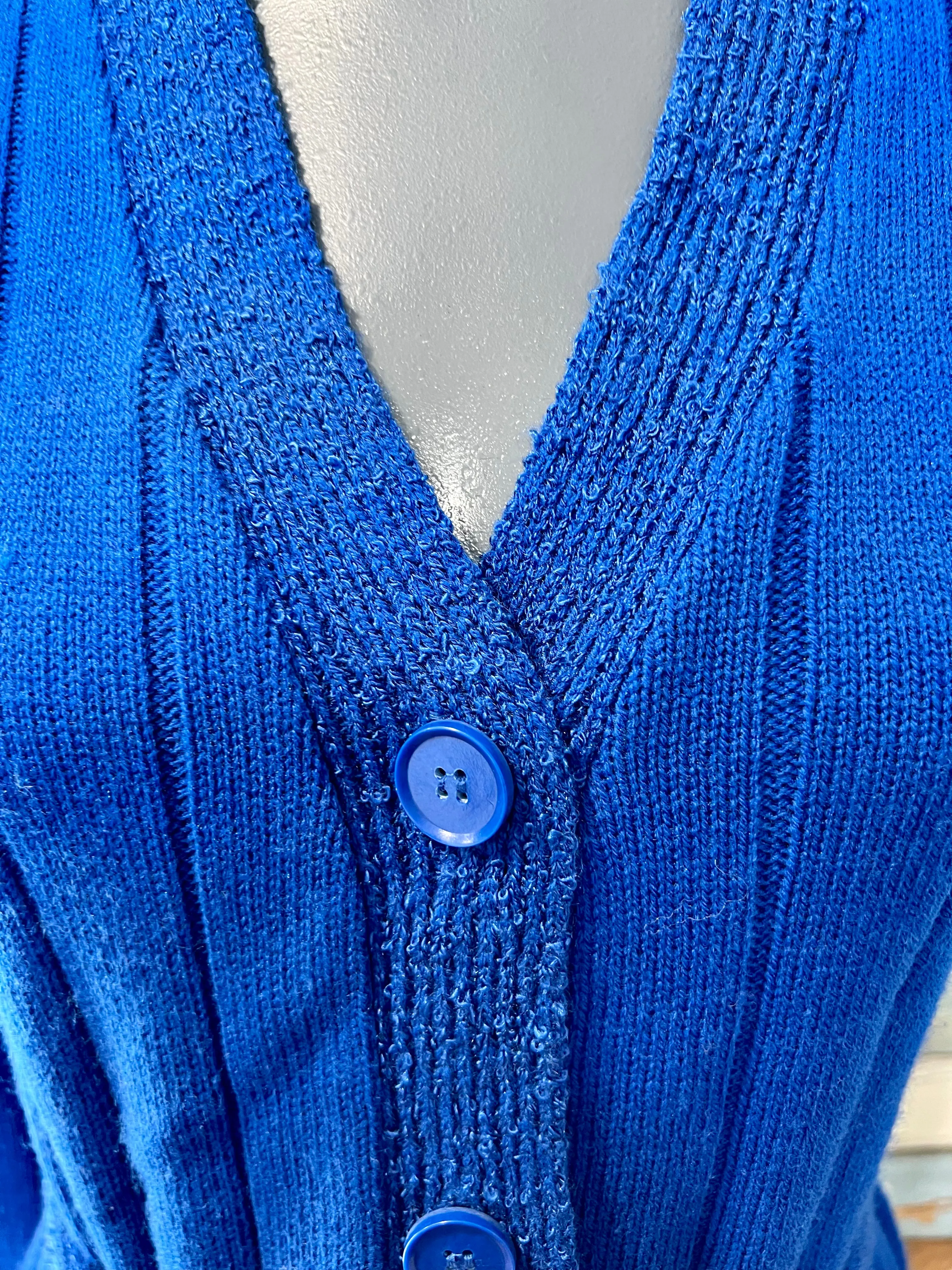 70s Royal Blue Belted Cardigan