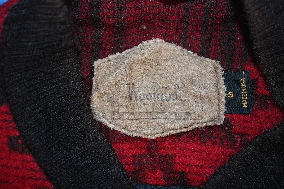 90s Woolrich Aztec Leather Sleeve Wool Coat Women's Small