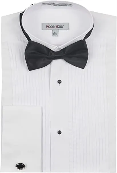 Adam Baker Men's Slim Fit Wingtip Collar French Cuff Formal Tuxedo Shirt - CLEARANCE - FINAL SALE
