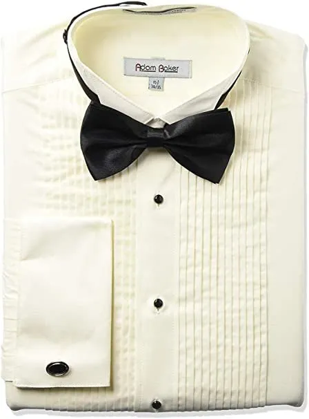 Adam Baker Men's Slim Fit Wingtip Collar French Cuff Formal Tuxedo Shirt - CLEARANCE - FINAL SALE