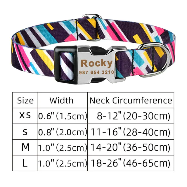 Adjustable Nylon Plaid Unisex Dog Collar Personalized