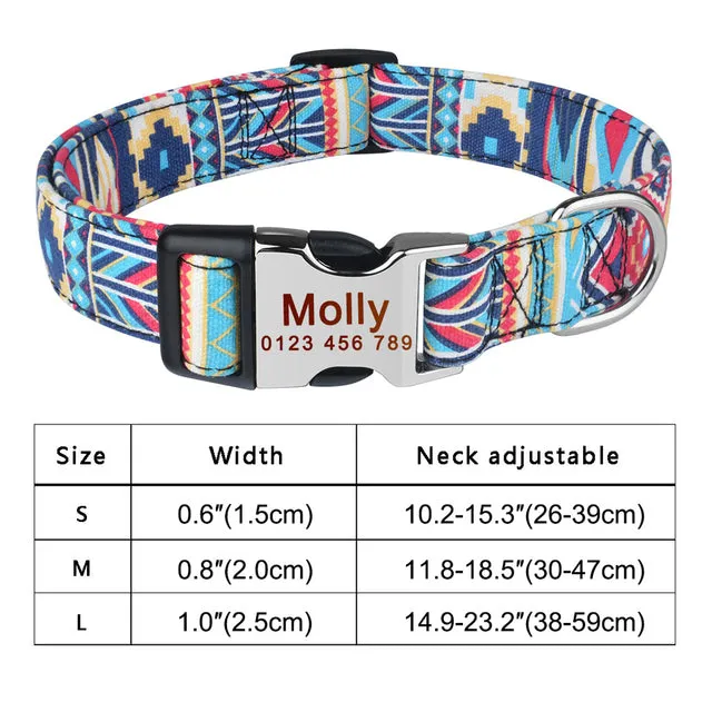 Adjustable Nylon Plaid Unisex Dog Collar Personalized
