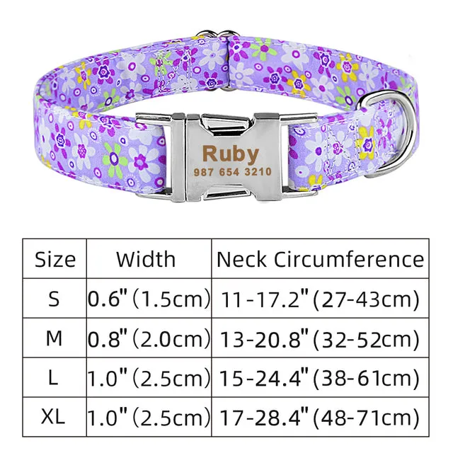 Adjustable Nylon Plaid Unisex Dog Collar Personalized