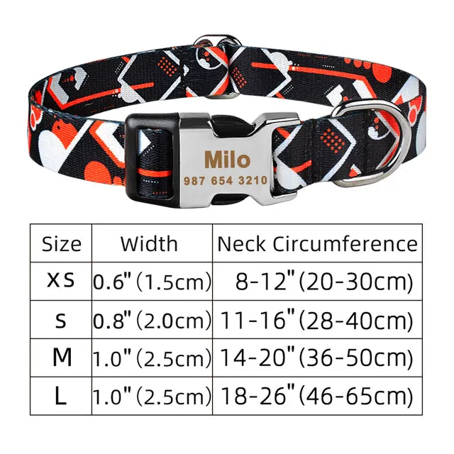 Adjustable Nylon Plaid Unisex Dog Collar Personalized