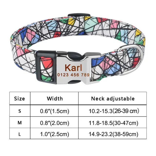 Adjustable Nylon Plaid Unisex Dog Collar Personalized