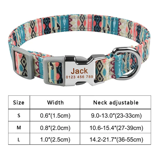Adjustable Nylon Plaid Unisex Dog Collar Personalized