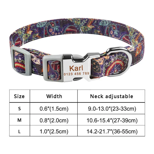 Adjustable Nylon Plaid Unisex Dog Collar Personalized