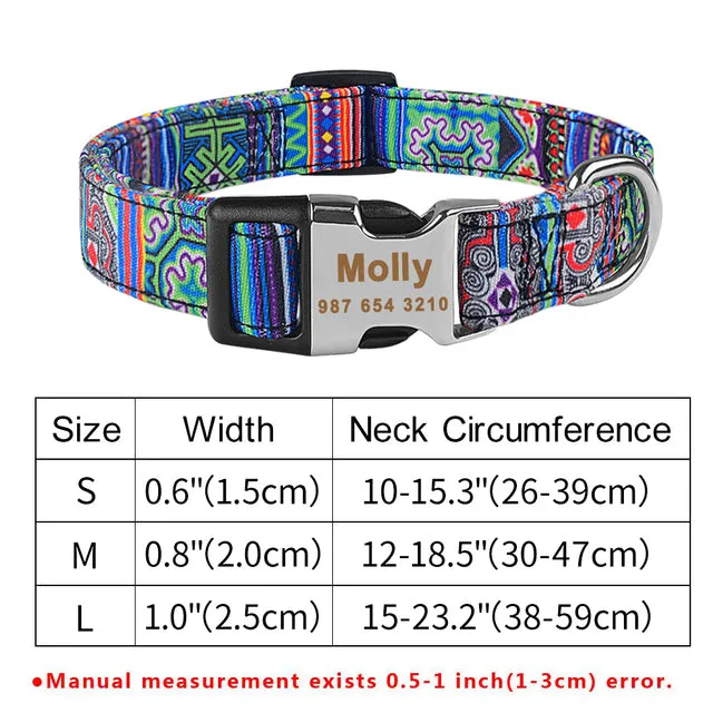 Adjustable Nylon Plaid Unisex Dog Collar Personalized