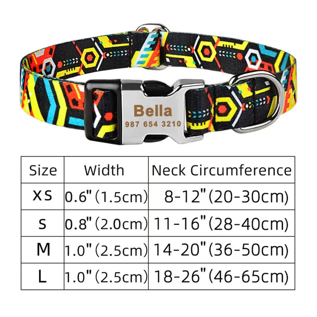 Adjustable Nylon Plaid Unisex Dog Collar Personalized