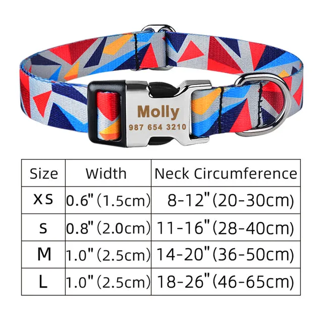 Adjustable Nylon Plaid Unisex Dog Collar Personalized