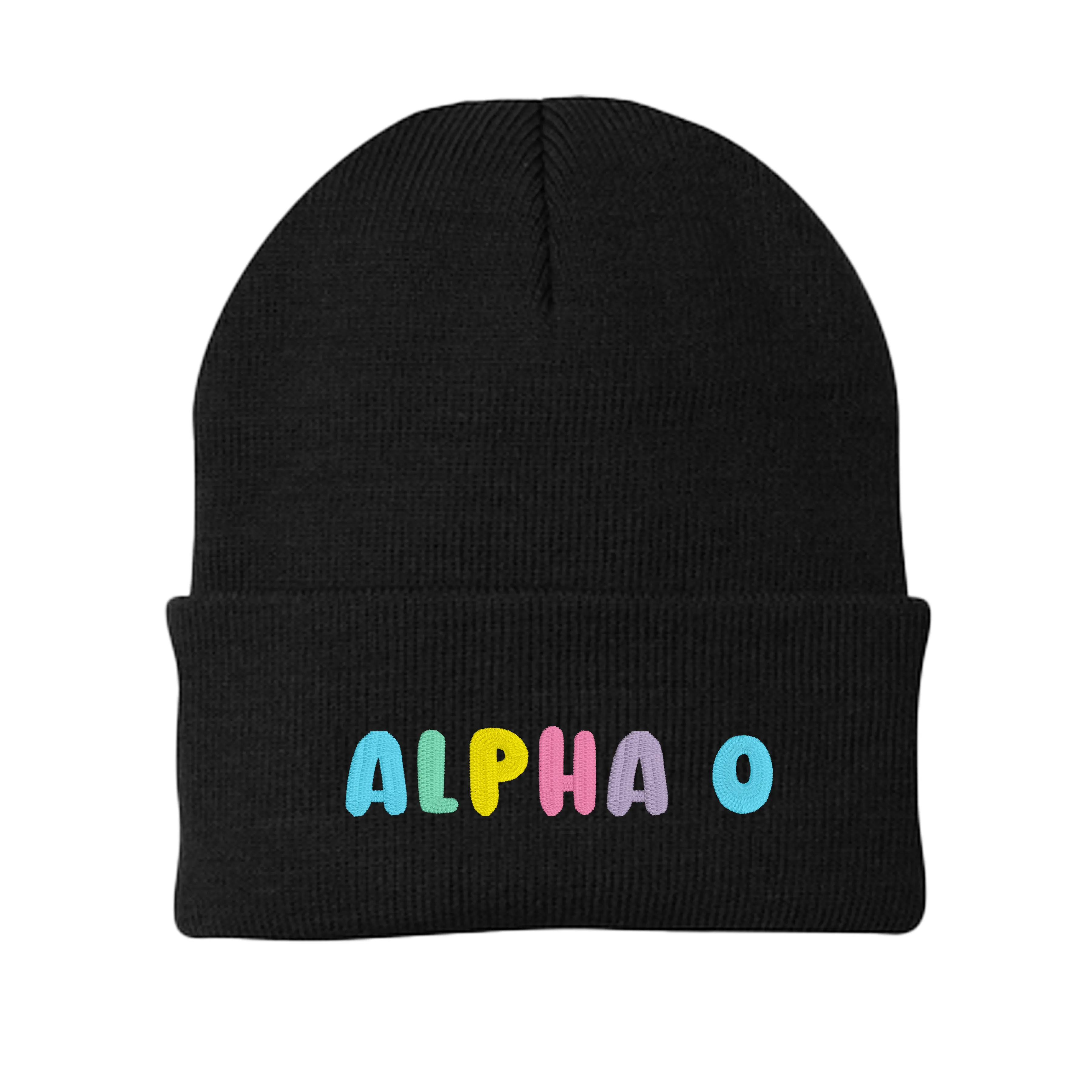 Alpha Omicron Pi Bubble Embroidered Beanie - Alpha O Pastel