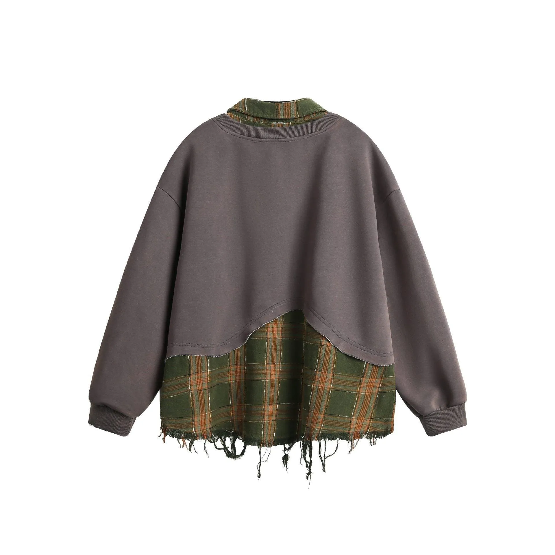 American Style Ripped Burr Fake Two Piece Lapel Sweater – Stylish and Casual for Everyday Wear