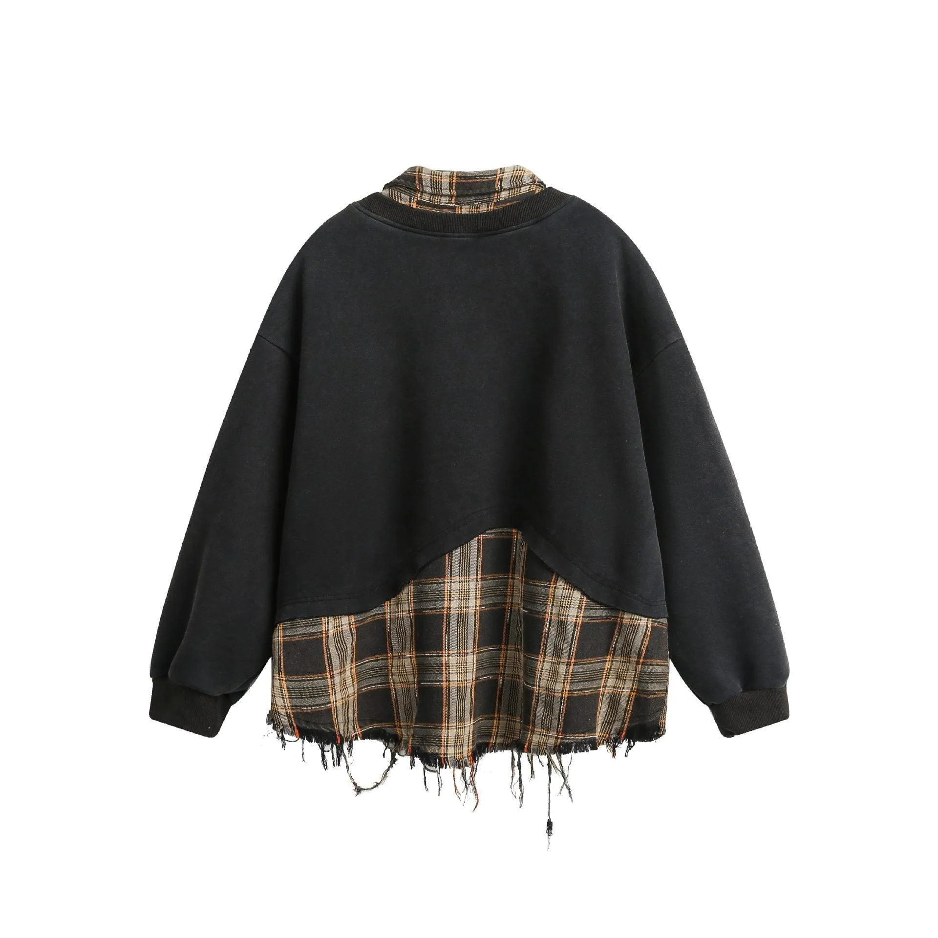 American Style Ripped Burr Fake Two Piece Lapel Sweater – Stylish and Casual for Everyday Wear