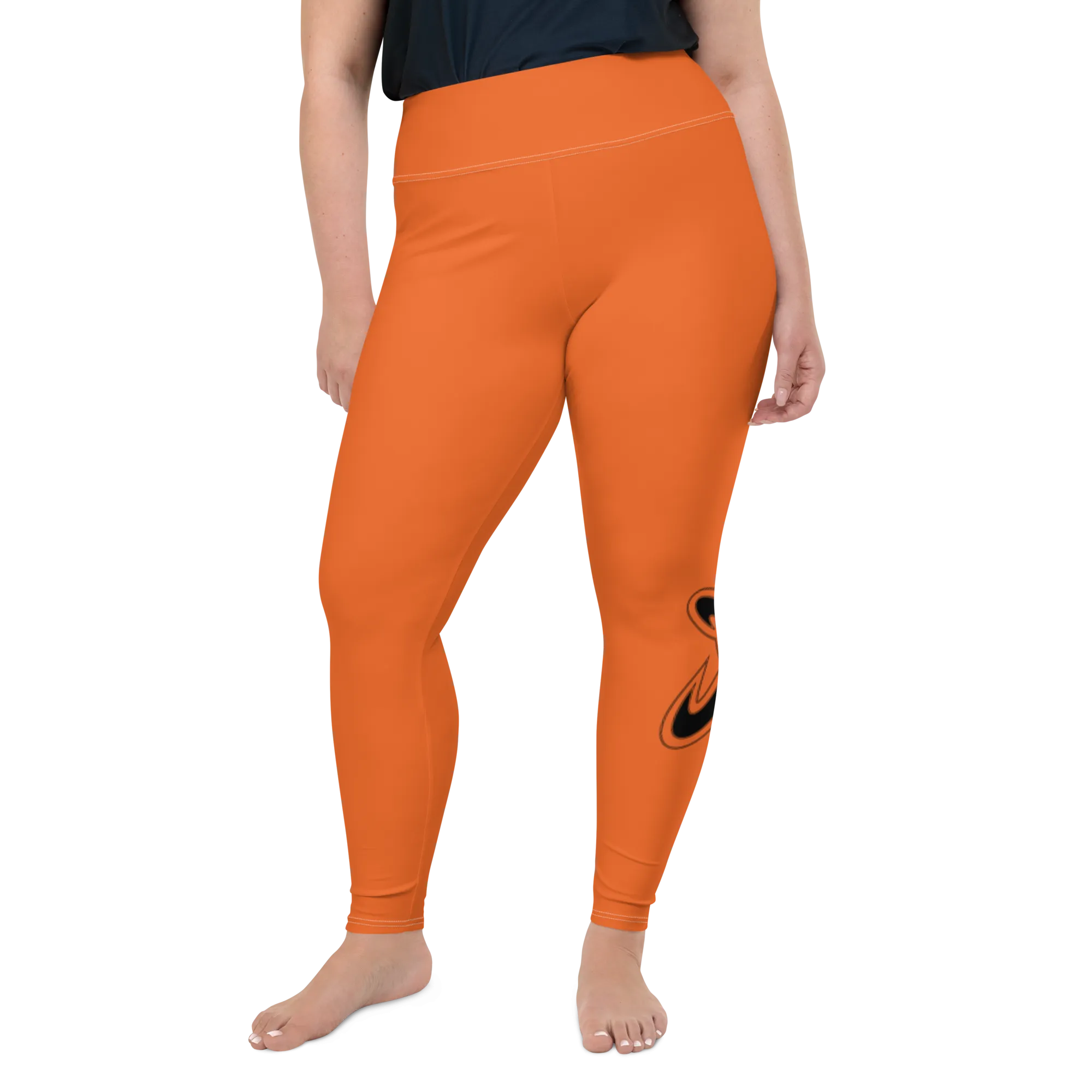 Athletic Apparatus Orange Black logo White stitch V3 Plus Size Leggings