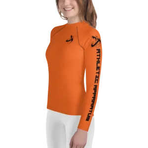 Athletic Apparatus Orange Black logo Youth Rash Guard