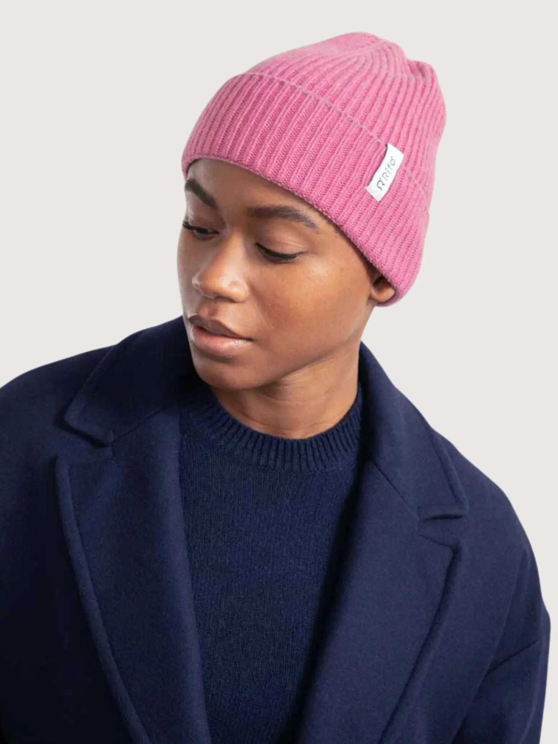Beanie Marcello Pink Confetto in recycled cashmere | Rifò