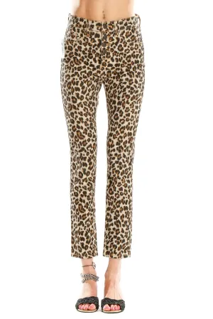 Beige Leopard Print Cropped Jeans