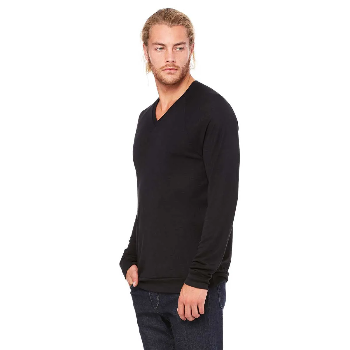 Bella   Canvas Unisex Black V-Neck Lightweight Sweater