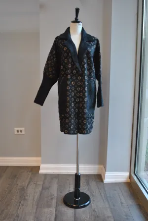 BLACK AND BEIGE ALPAKA COAT
