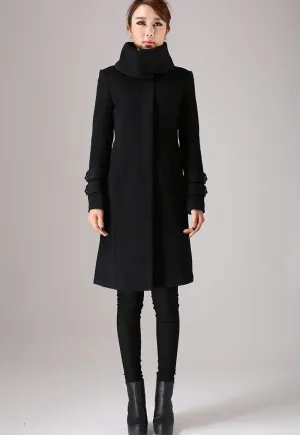 Black coat long sleeve Warm jacket winter jacket wool coat 751#
