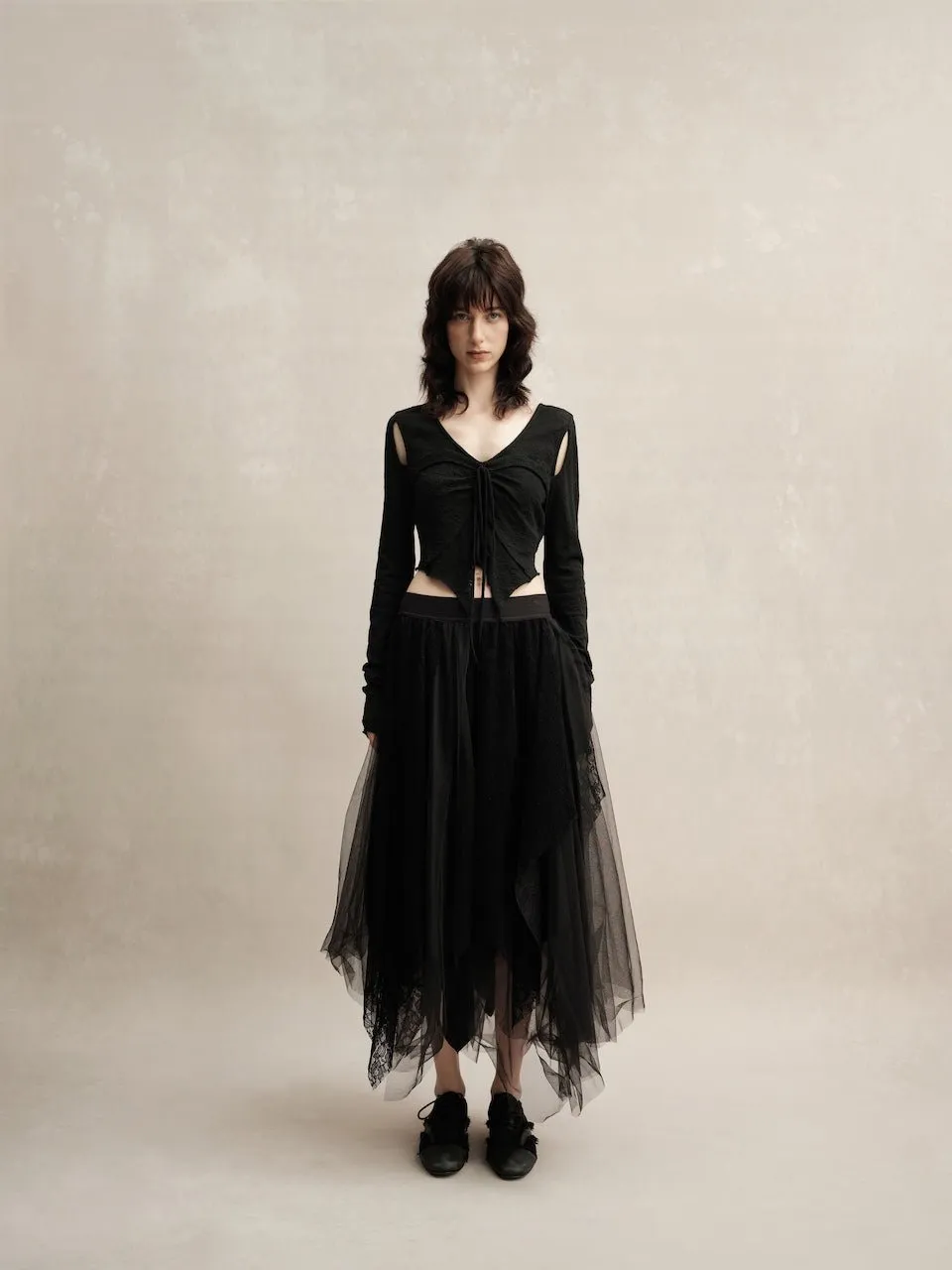 Black Lace Gauze Skirt