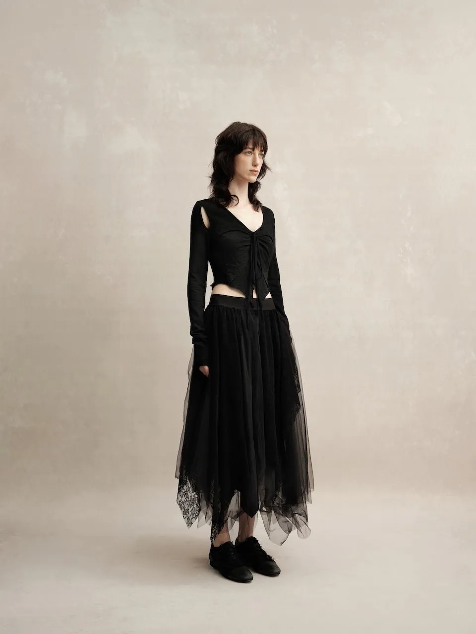 Black Lace Gauze Skirt