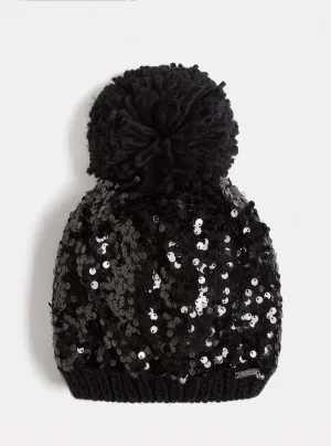 Black Sequin Beanie
