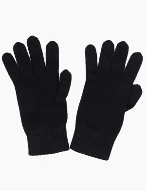 Black Solid Wool Gloves
