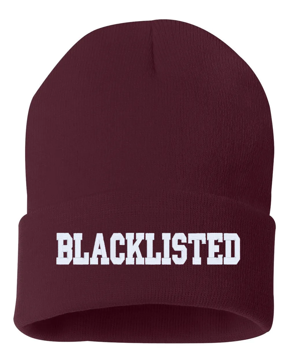BLACKLISTED Embroidered Cuffed Beanie Hat