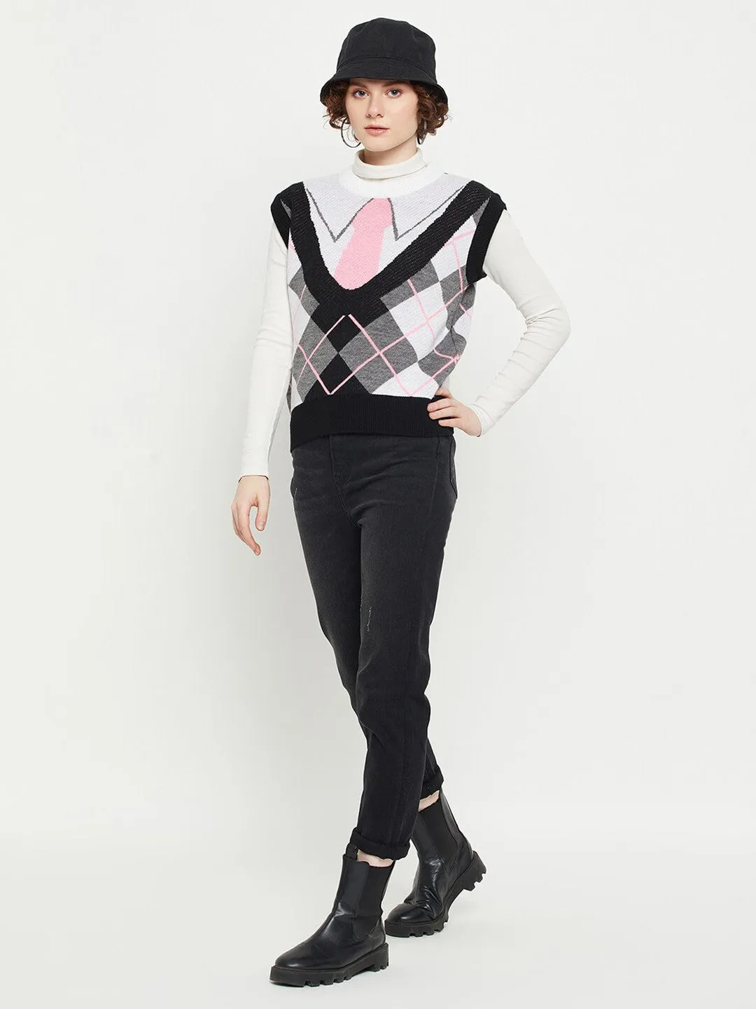 Blush Geometric Sweater