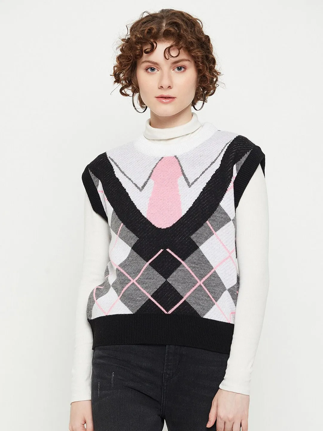 Blush Geometric Sweater