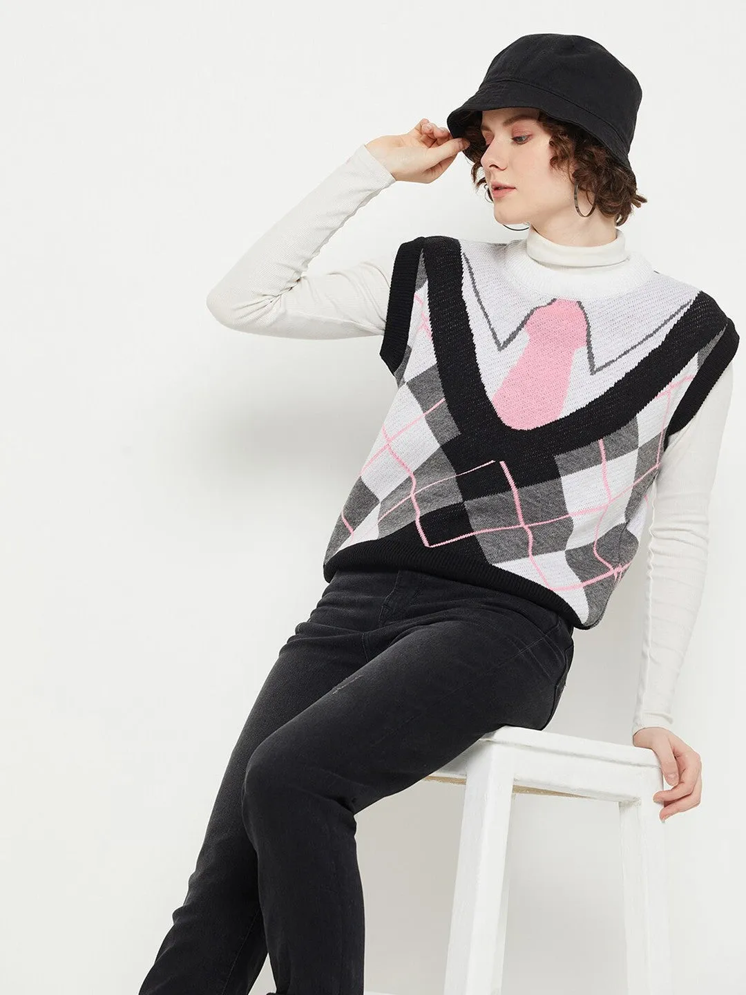 Blush Geometric Sweater
