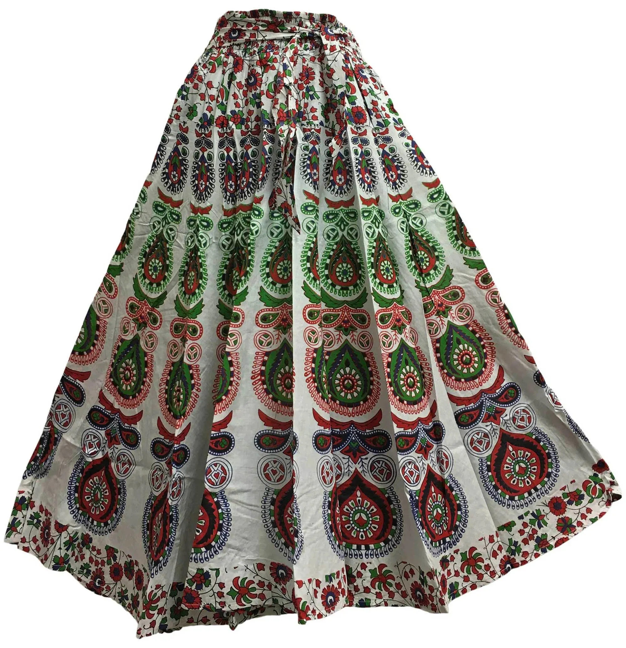 Boho Indian Ethnic Print Mandala Peacock Seven Yard Full Circle Pure Cotton Long maxi skirt