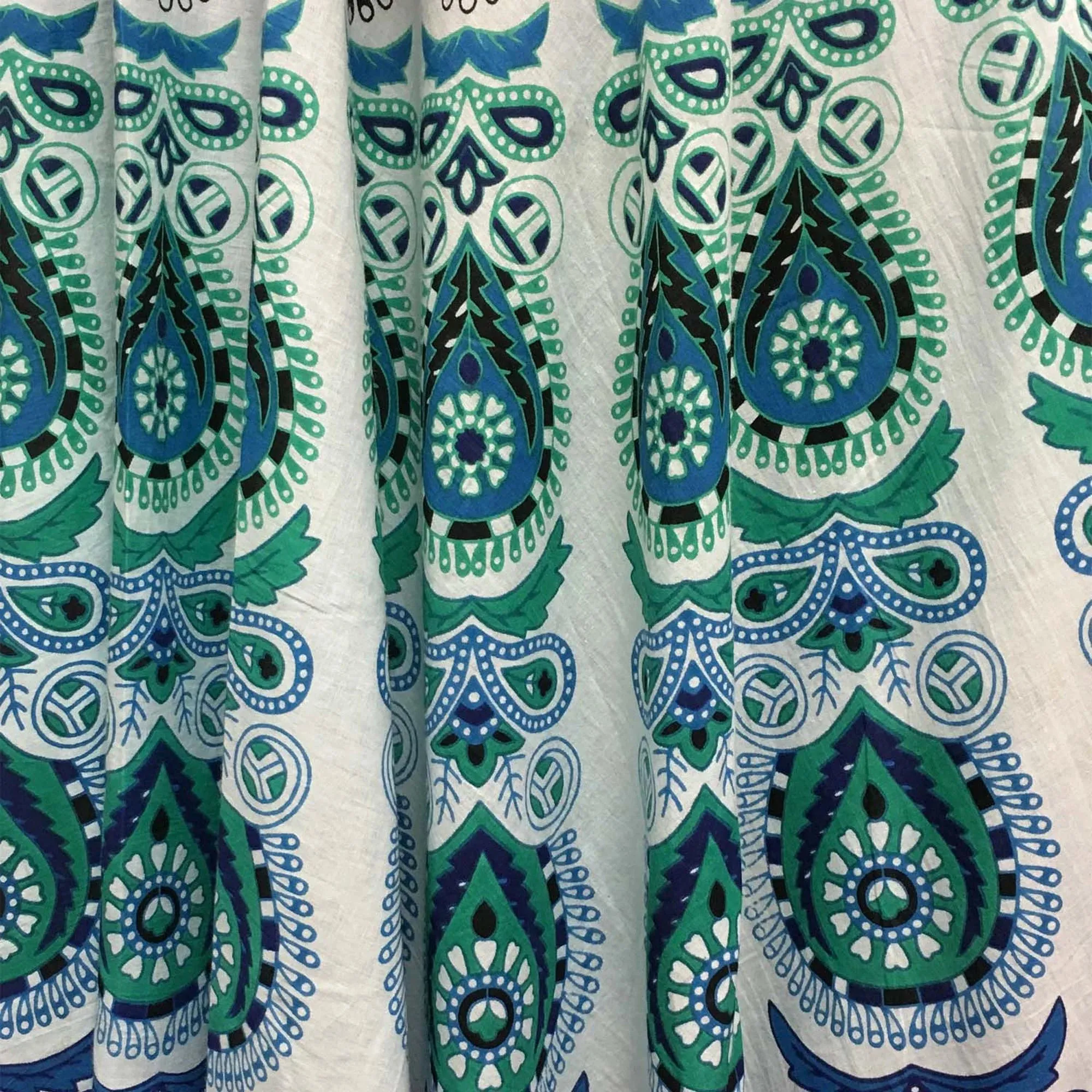 Boho Indian Ethnic Print Mandala Peacock Seven Yard Full Circle Pure Cotton Long maxi skirt