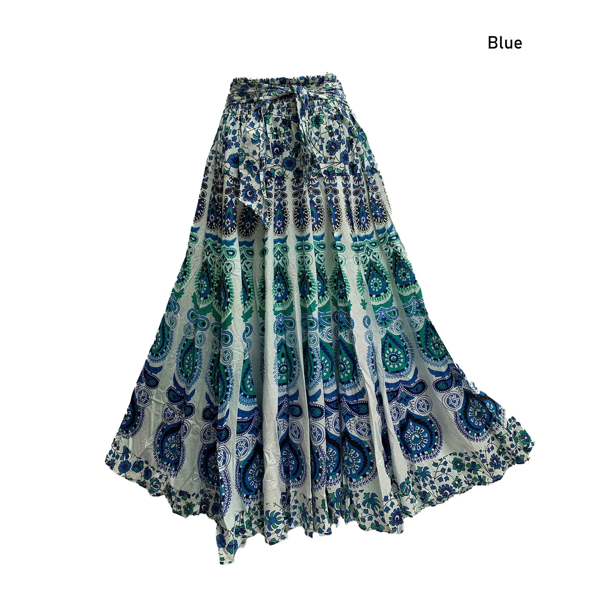 Boho Indian Ethnic Print Mandala Peacock Seven Yard Full Circle Pure Cotton Long maxi skirt