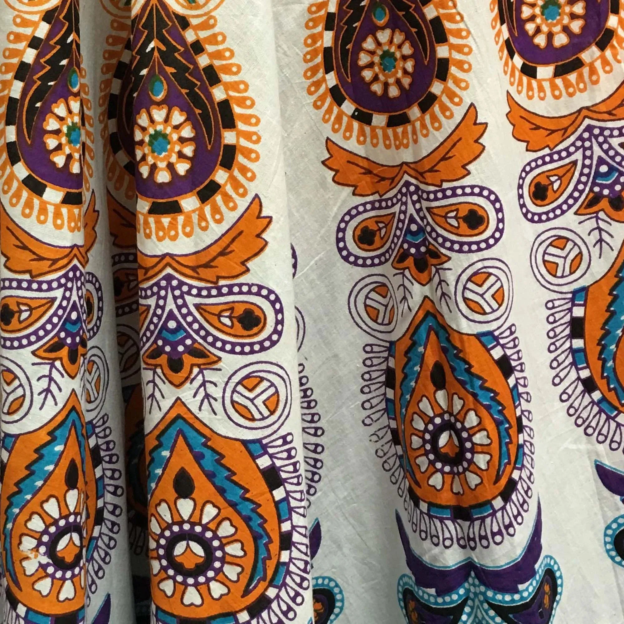 Boho Indian Ethnic Print Mandala Peacock Seven Yard Full Circle Pure Cotton Long maxi skirt