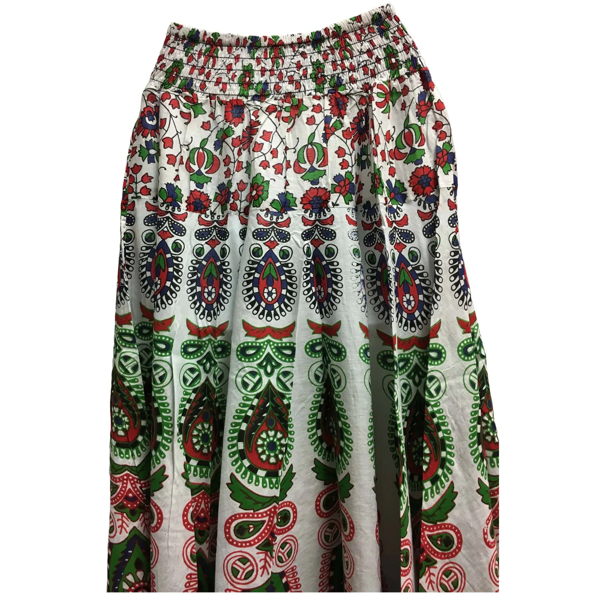 Boho Indian Ethnic Print Mandala Peacock Seven Yard Full Circle Pure Cotton Long maxi skirt